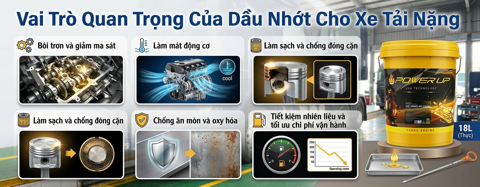 Vai Trò Quan Trọng Của Dầu Nhớt Cho Xe Tải Nặng